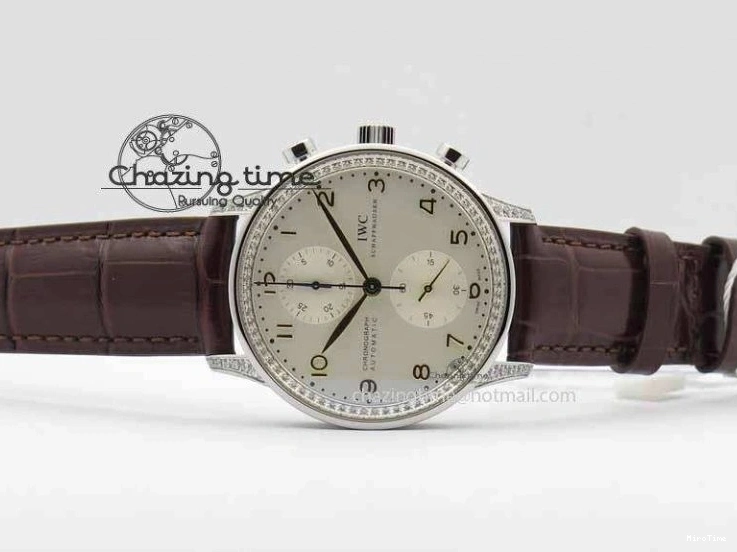 MIROTIME 1219 Portuguese IW3714 Diam ZF V2 1:1 Best Edition White Dial RG Numbers On Brown Leather Strap A79350 (Slim Movement) Fashionable 7246